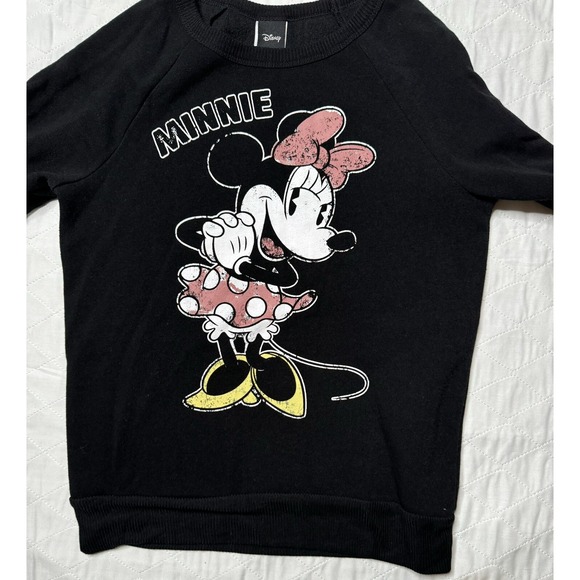 Disney Minnie Mouse Graphic Black Crewneck Sweatshirt Pullover Girls'‎ Medium - Picture 7 of 11